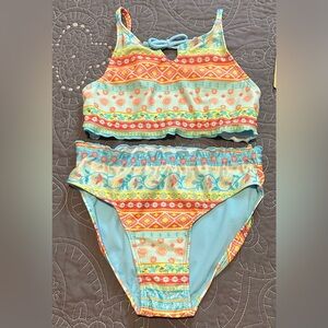 Thereabouts Girls Floral Stripe 2 Piece Bikini NWT Size S 7/8